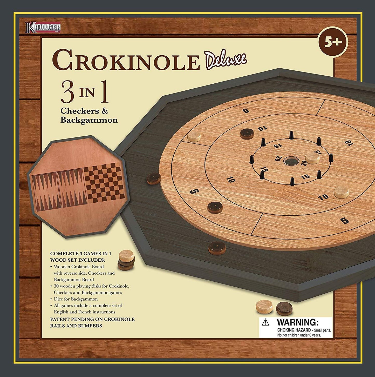 Crokinole 3 in 1 Deluxe