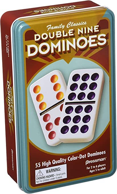 Dominoes Double 9 Colour Dot Tin